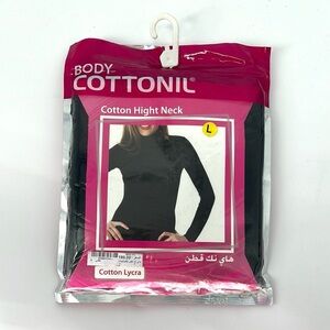 Cottonil NWT women’s large high neck long sleeve shirt black